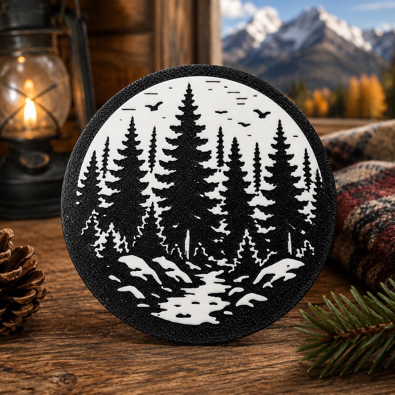 Life Is Better in the Mountains Coaster Set | Rustic Mountain Decor | 3D Printed Coasters