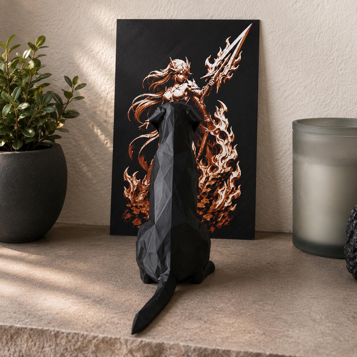 Geometric Dog Statue | Low Poly Labrador Decor | 3D Printed