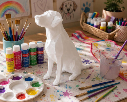 Custom Paintable Geometric Dog Sculpture | DIY Acrylic Paint Project | Low Poly Dog Decor