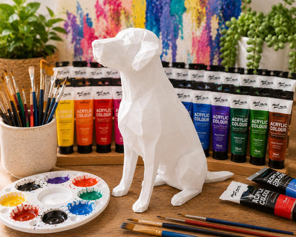 Custom Paintable Geometric Dog Sculpture | DIY Acrylic Paint Project | Low Poly Dog Decor