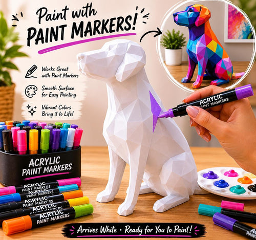 Custom Paintable Geometric Dog Sculpture | DIY Acrylic Paint Project | Low Poly Dog Decor