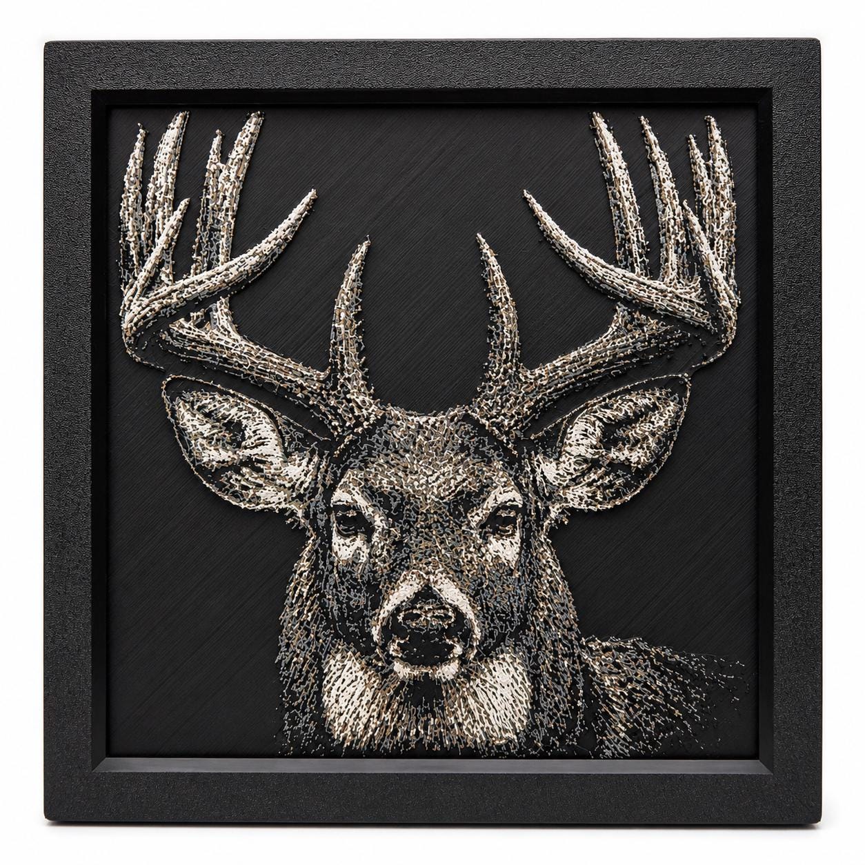 Majestic Buck Deer Wall Art | HueForge 3D Textured Print, Framed Rustic Cabin Decor (8x8)