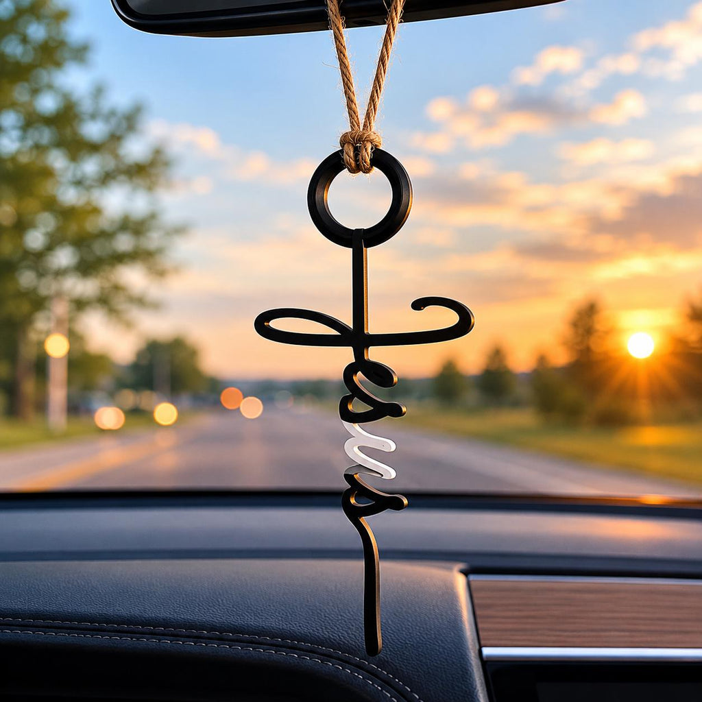 Jesus Car Charm | Christian Rearview Mirror Hanger | Faith Car Accessory
