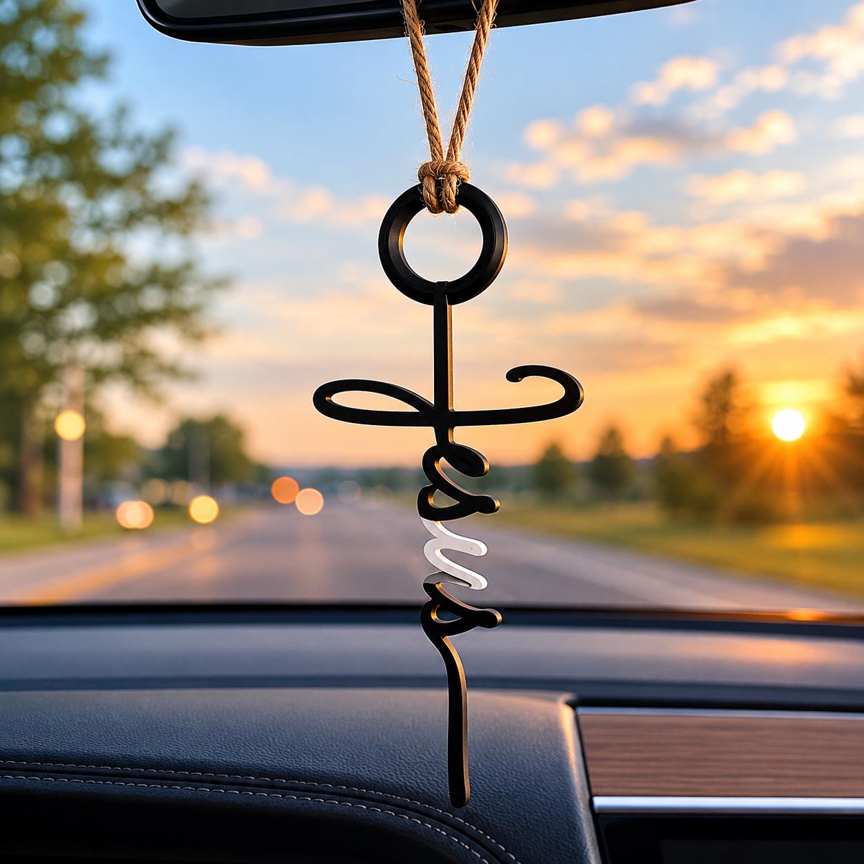 Jesus Car Charm | Christian Rearview Mirror Hanger | Faith Car Accessory