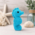 Knitted Seahorse Decor | 3D Printed Seahorse Figurine | Coastal Beach Shelf Decor | Ocean Animal Statue | Nautical Home Accent
