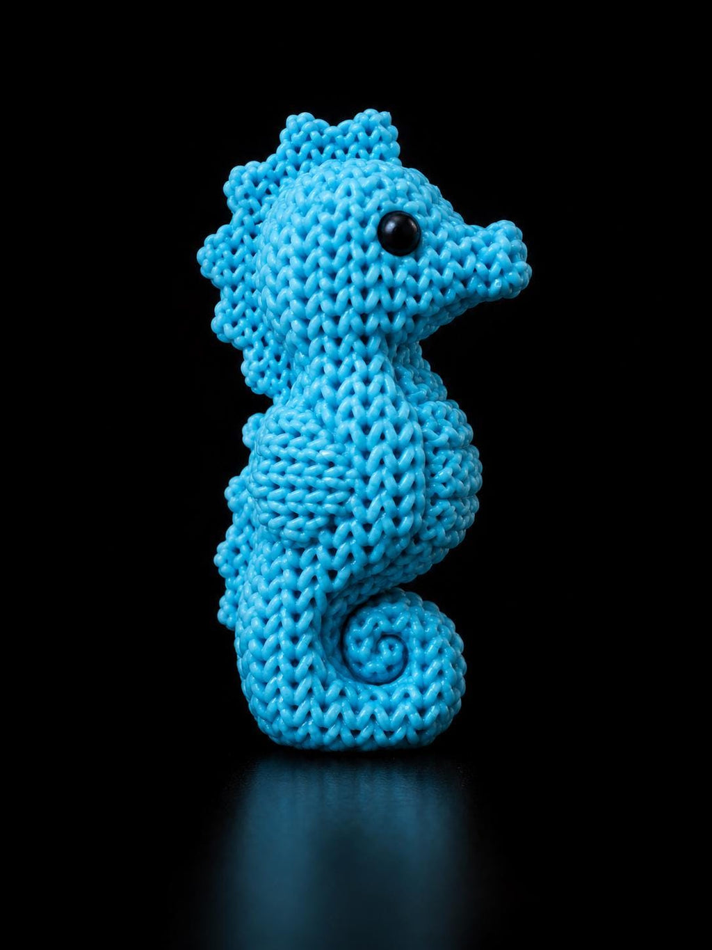 Knitted Seahorse Decor | 3D Printed Seahorse Figurine | Coastal Beach Shelf Decor | Ocean Animal Statue | Nautical Home Accent