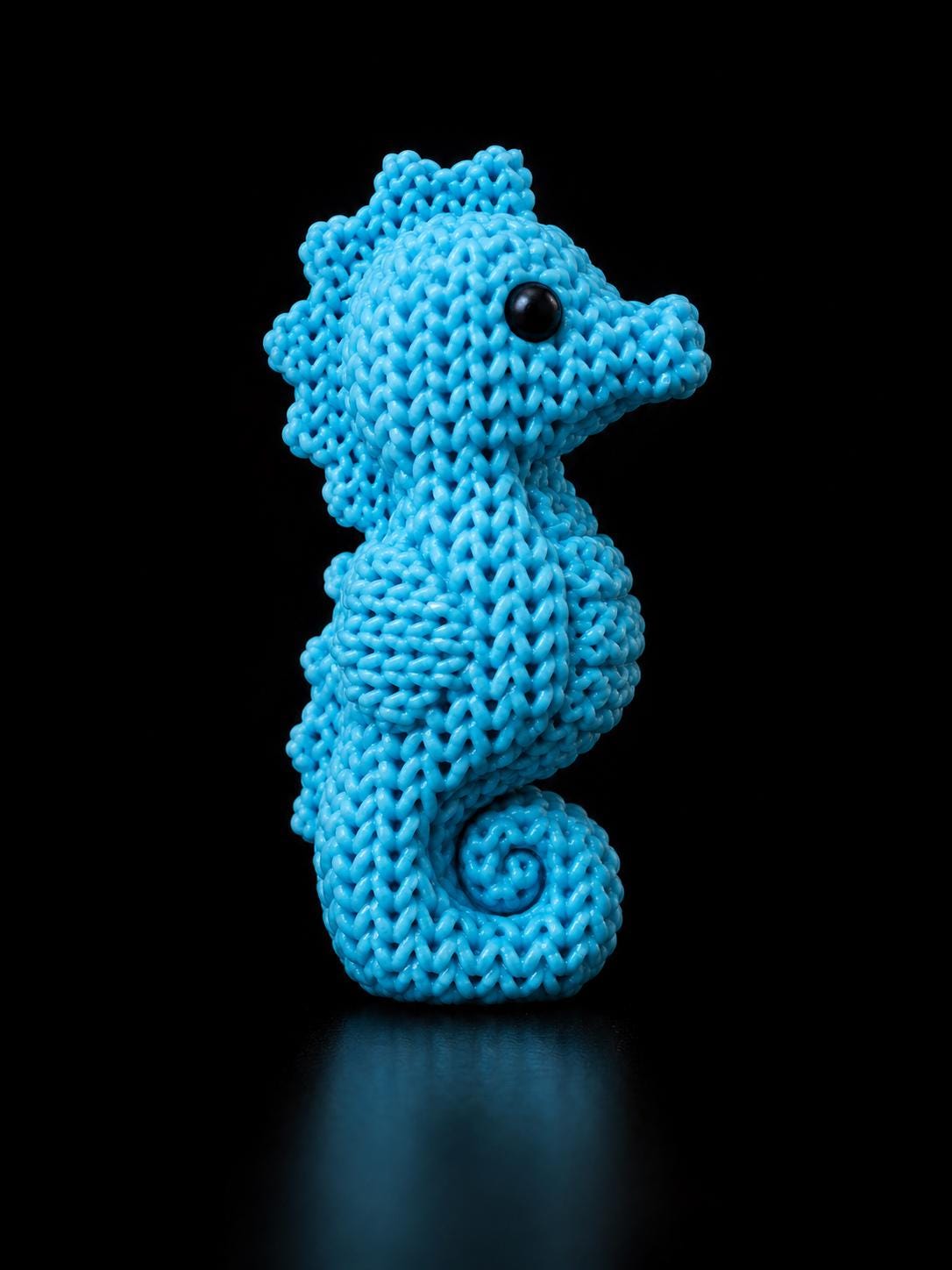 Knitted Seahorse Decor | 3D Printed Seahorse Figurine | Coastal Beach Shelf Decor | Ocean Animal Statue | Nautical Home Accent