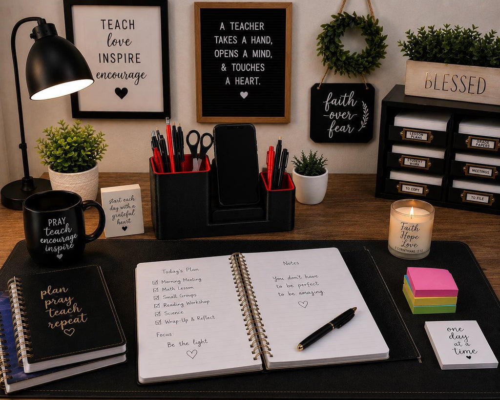 3D Printed Teacher Desk Organizer | Phone Stand, Pen Holder, Classroom Accessory