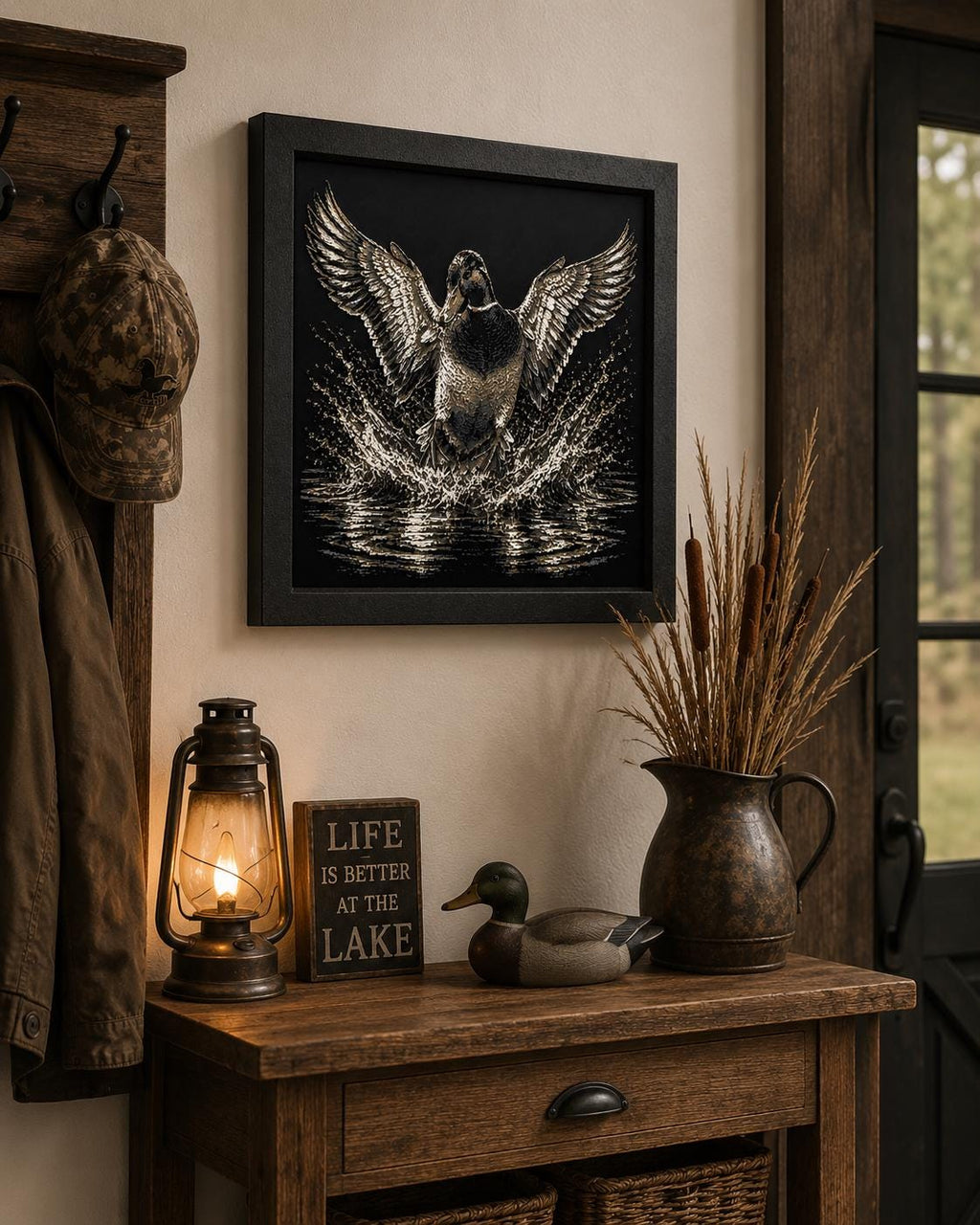 Hueforge Duck Landing Wall Art | Layered Color 3D Printed Waterfowl Decor (8x8 Frame)