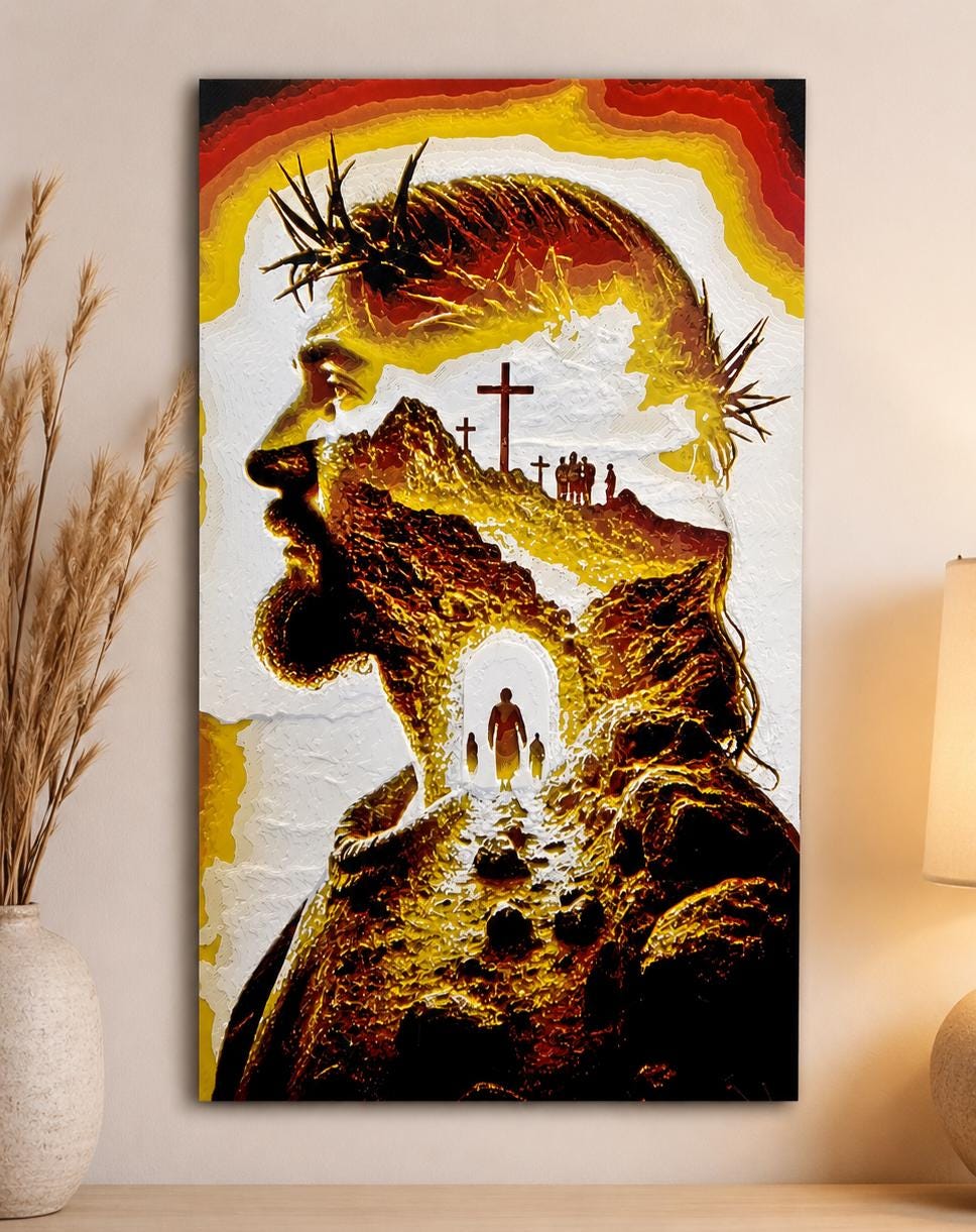 Jesus Wall Art | Textured Christian Decor | Raised Religious Artwork | Faith Inspired Home Display