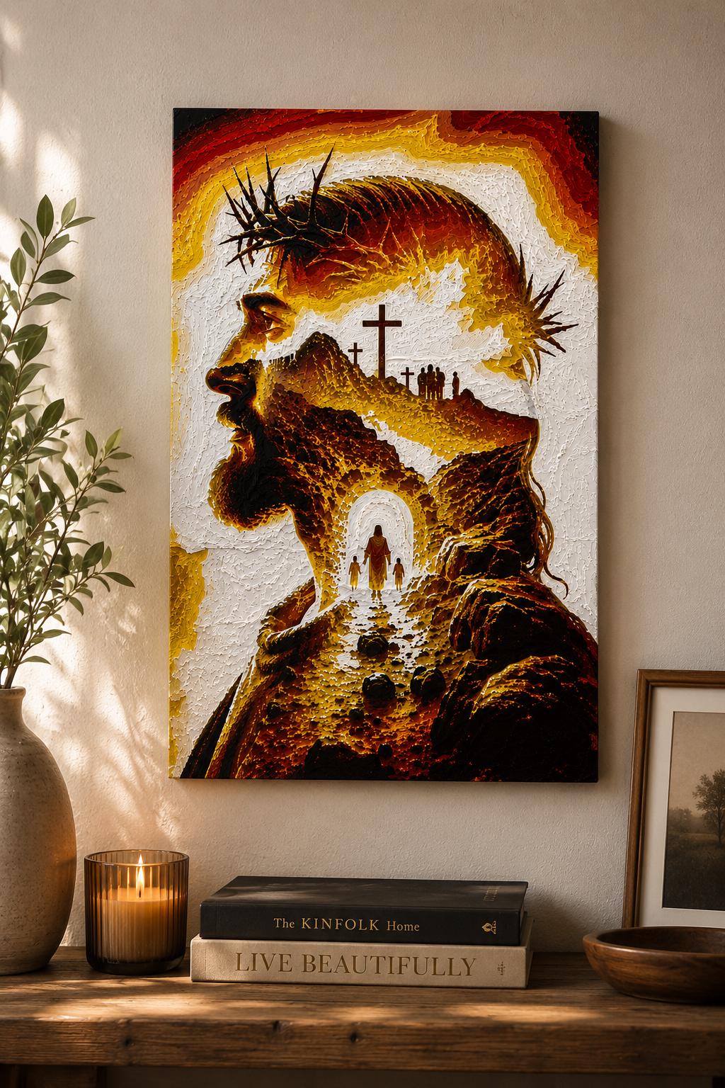Jesus Wall Art | Textured Christian Decor | Raised Religious Artwork | Faith Inspired Home Display