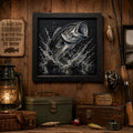 Bass Fishing Artwork | 3D Printed Largemouth Bass Wall Decor (8x8 Framed)
