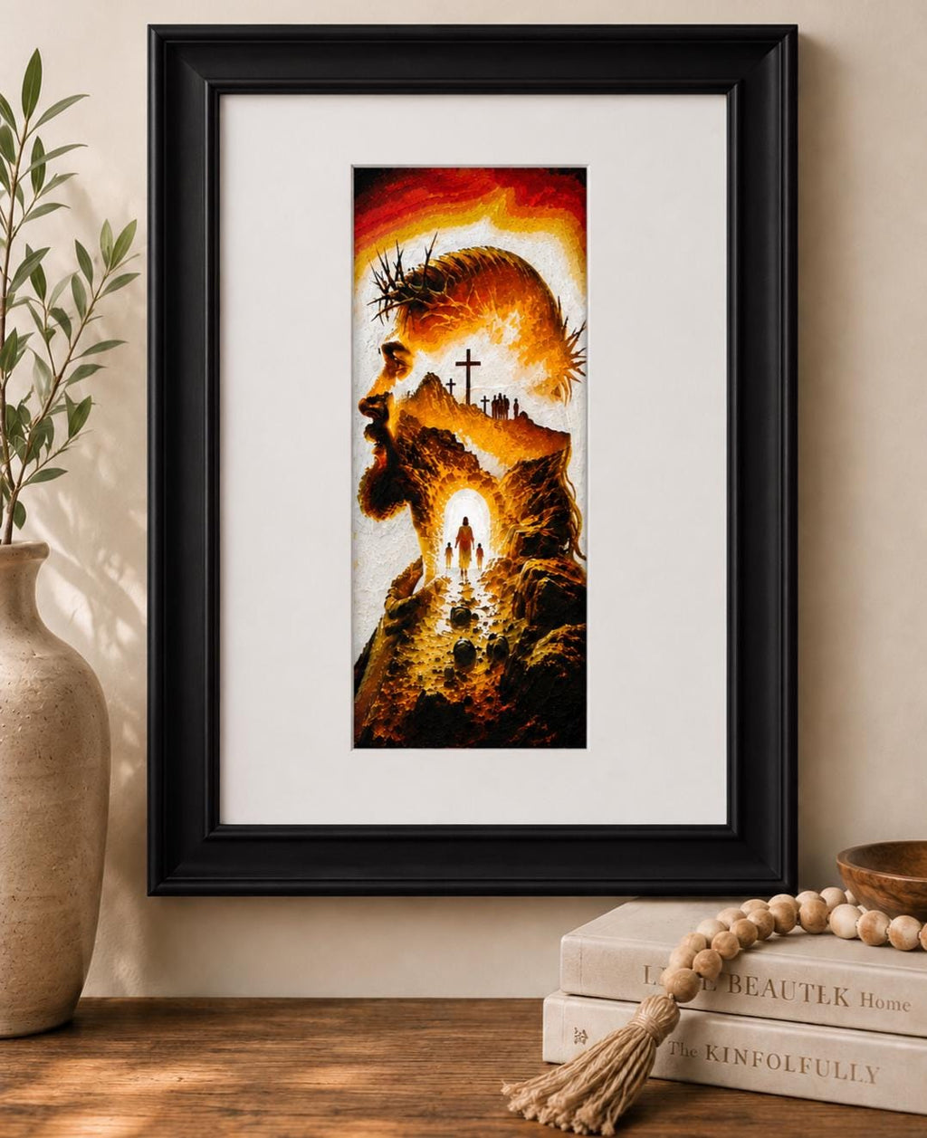 Jesus Wall Art | Textured Christian Decor | Raised Religious Artwork | Faith Inspired Home Display