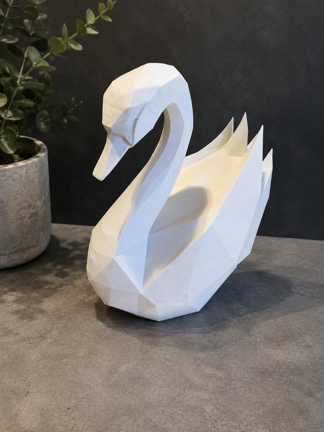 Geometric Swan Decor | Minimalist 3D Printed Modern Home Accent Statue