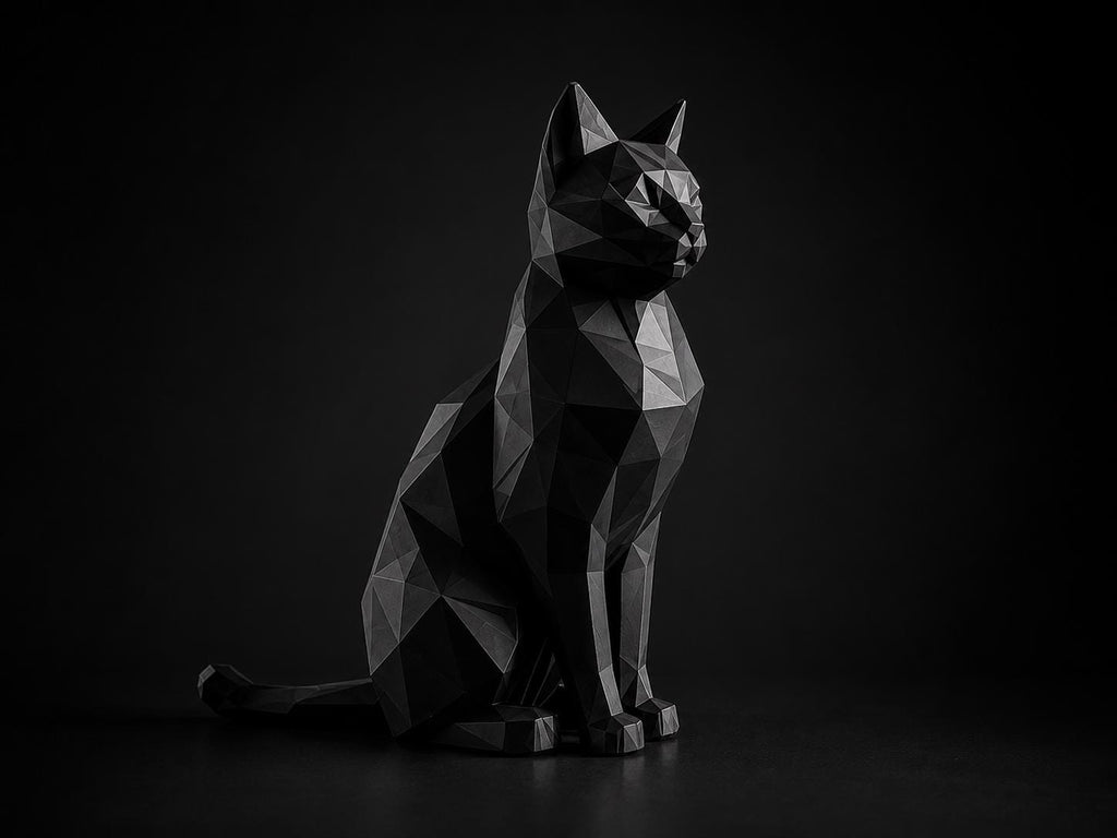 Geometric Black Cat Sculpture | Modern Minimalist Home Decor Statue