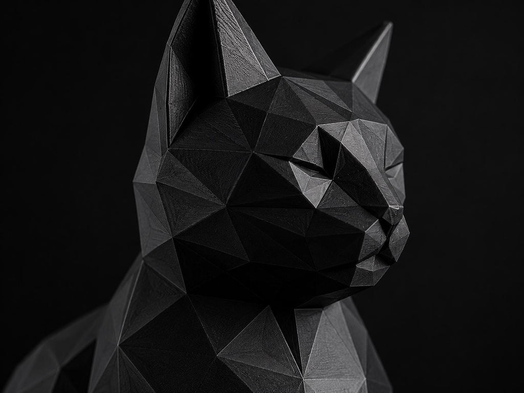Geometric Black Cat Sculpture | Modern Minimalist Home Decor Statue