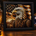 3D Printed Eagle Wall Art | American Flag Decor, Rustic Cabin Artwork (8"x8")