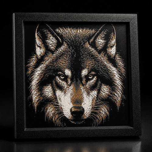 3D Hueforge Wolf Portrait | Framed Wildlife Wall Art, Rustic Cabin Decor (8x8)