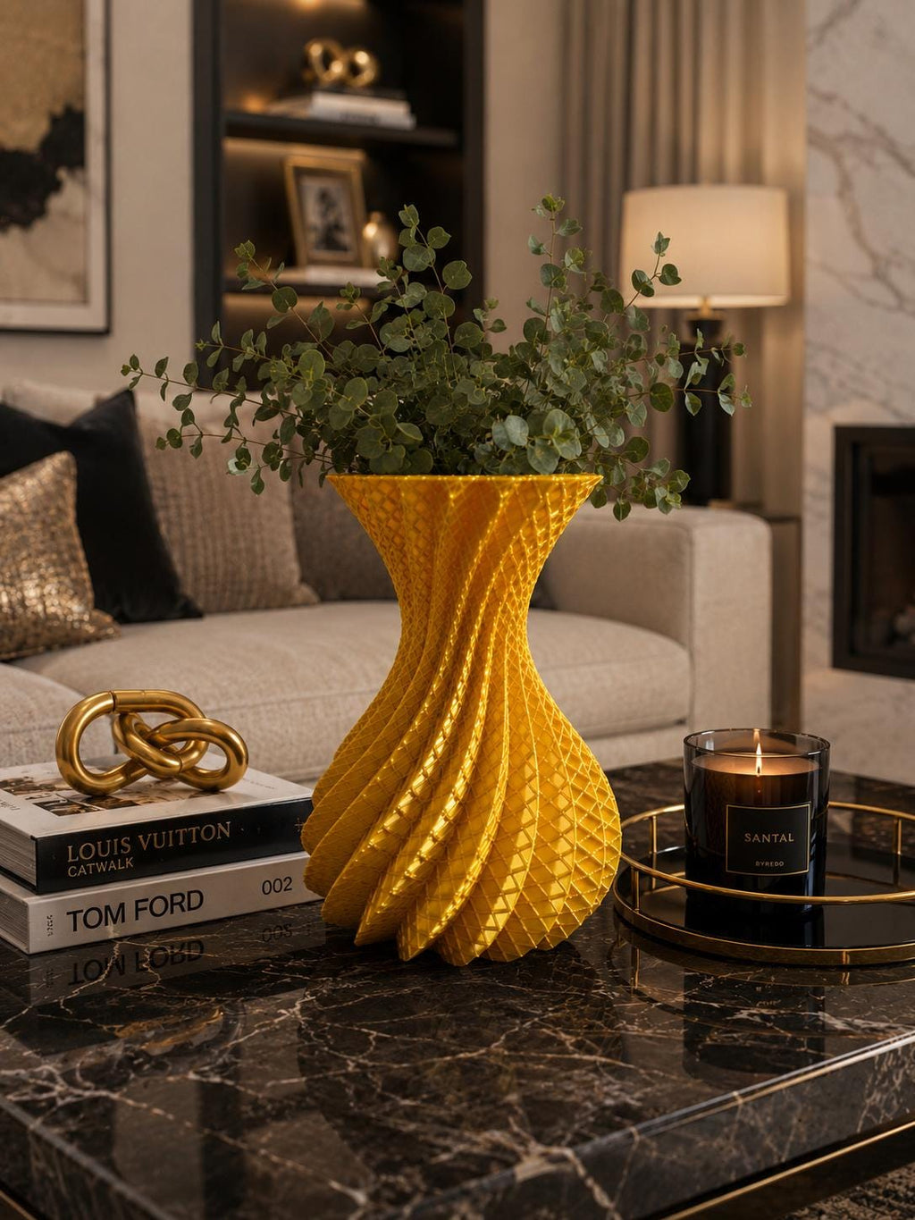 Gold Spiral Vase | Geometric Vase | Modern Home Decor | 3D Printed Centerpiece