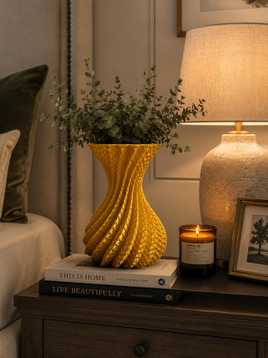 Gold Spiral Vase | Geometric Vase | Modern Home Decor | 3D Printed Centerpiece