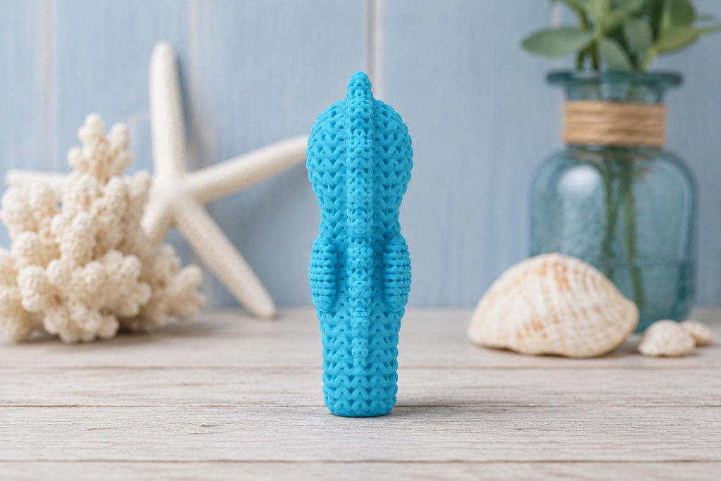 Knitted Seahorse Decor | 3D Printed Seahorse Figurine | Coastal Beach Shelf Decor | Ocean Animal Statue | Nautical Home Accent