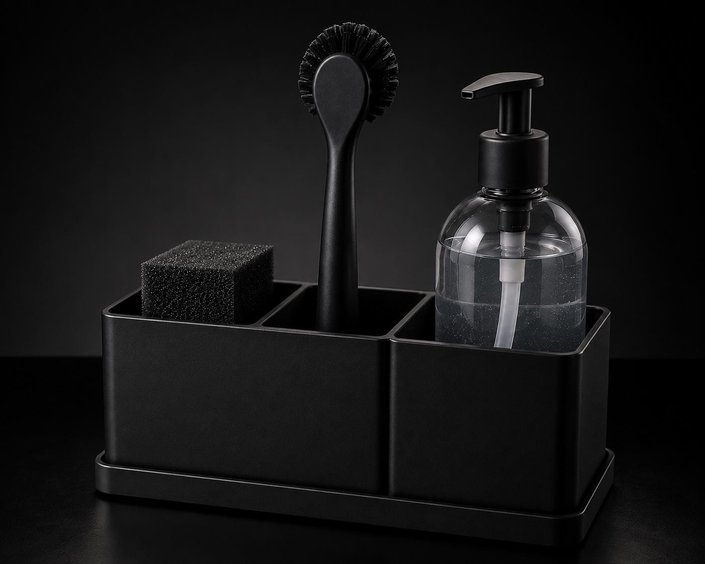Minimalist Kitchen Sink Caddy | 3 Compartment Sink Organizer | Soap Sponge Brush Holder | Kitchen Counter Organizer | 3D Printed Sink Tray