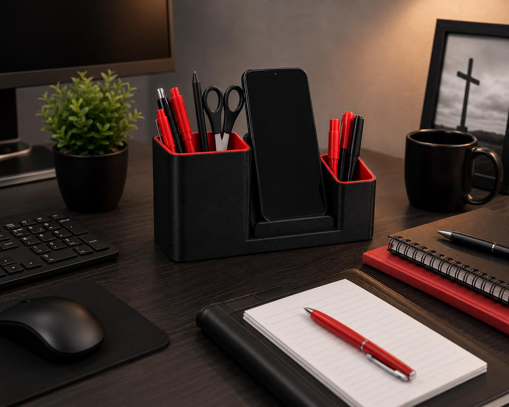 3D Printed Teacher Desk Organizer | Phone Stand, Pen Holder, Classroom Accessory
