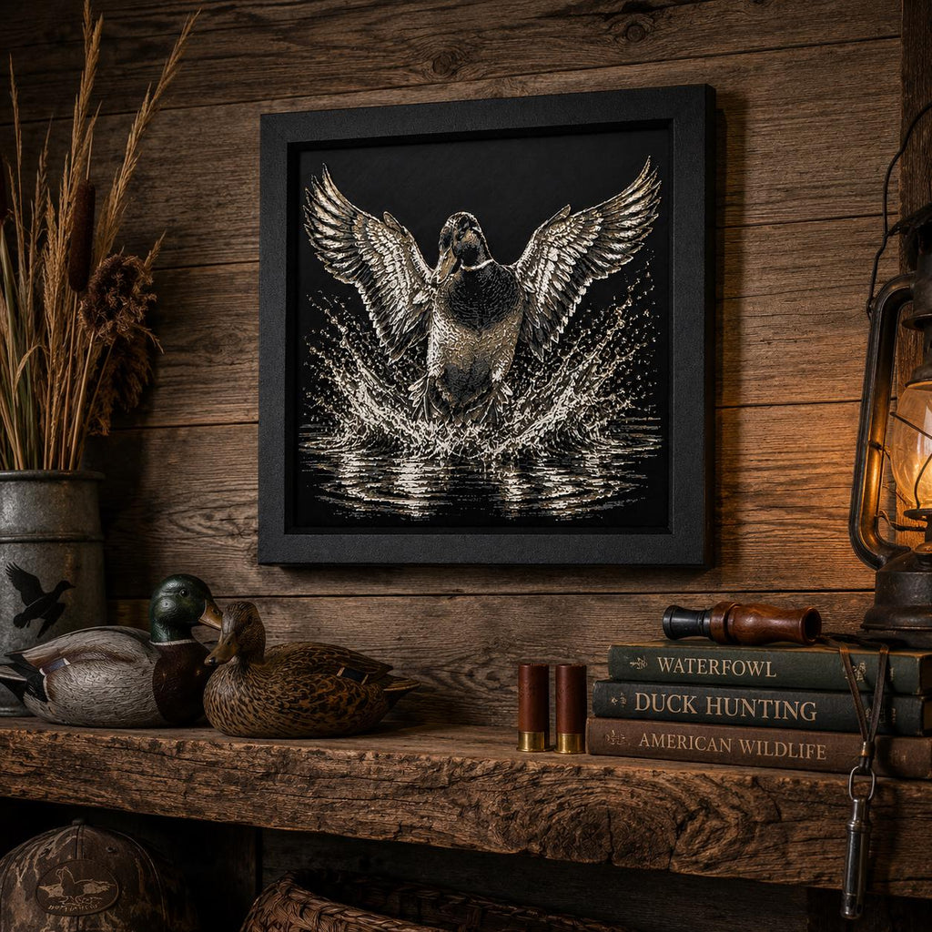 Hueforge Duck Landing Wall Art | Layered Color 3D Printed Waterfowl Decor (8x8 Frame)
