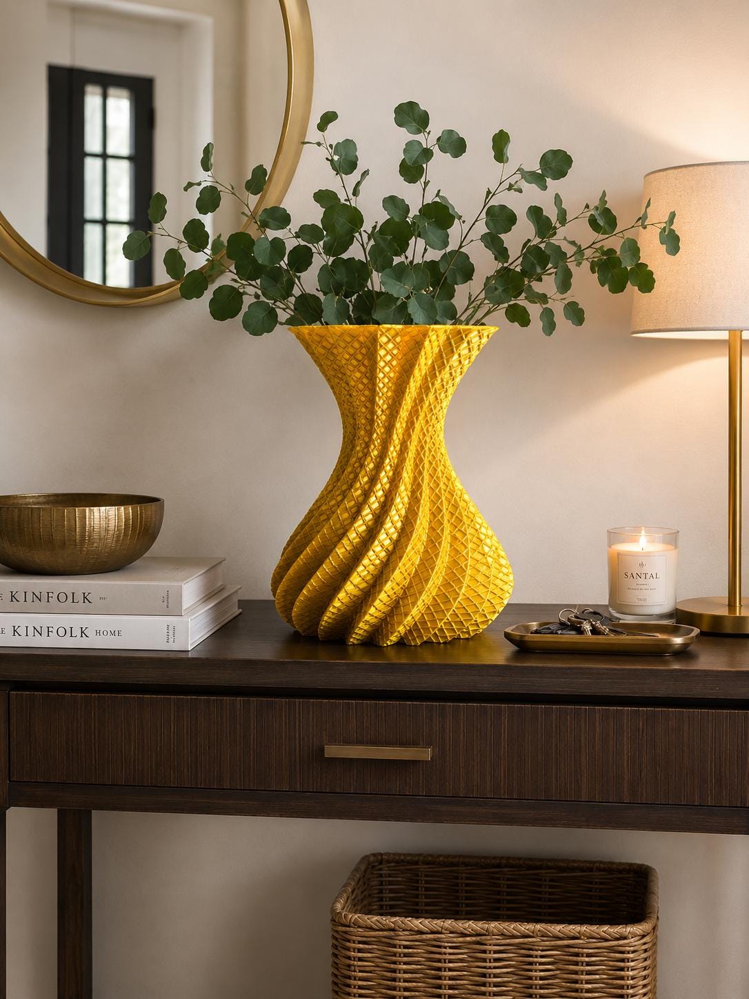 Gold Spiral Vase | Geometric Vase | Modern Home Decor | 3D Printed Centerpiece