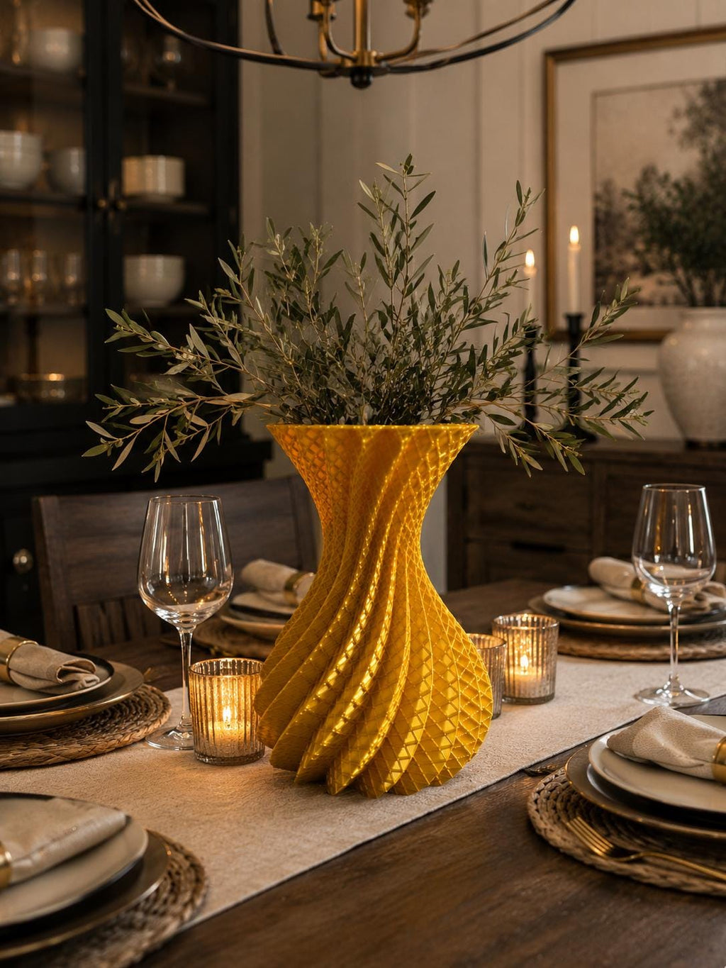 Gold Spiral Vase | Geometric Vase | Modern Home Decor | 3D Printed Centerpiece