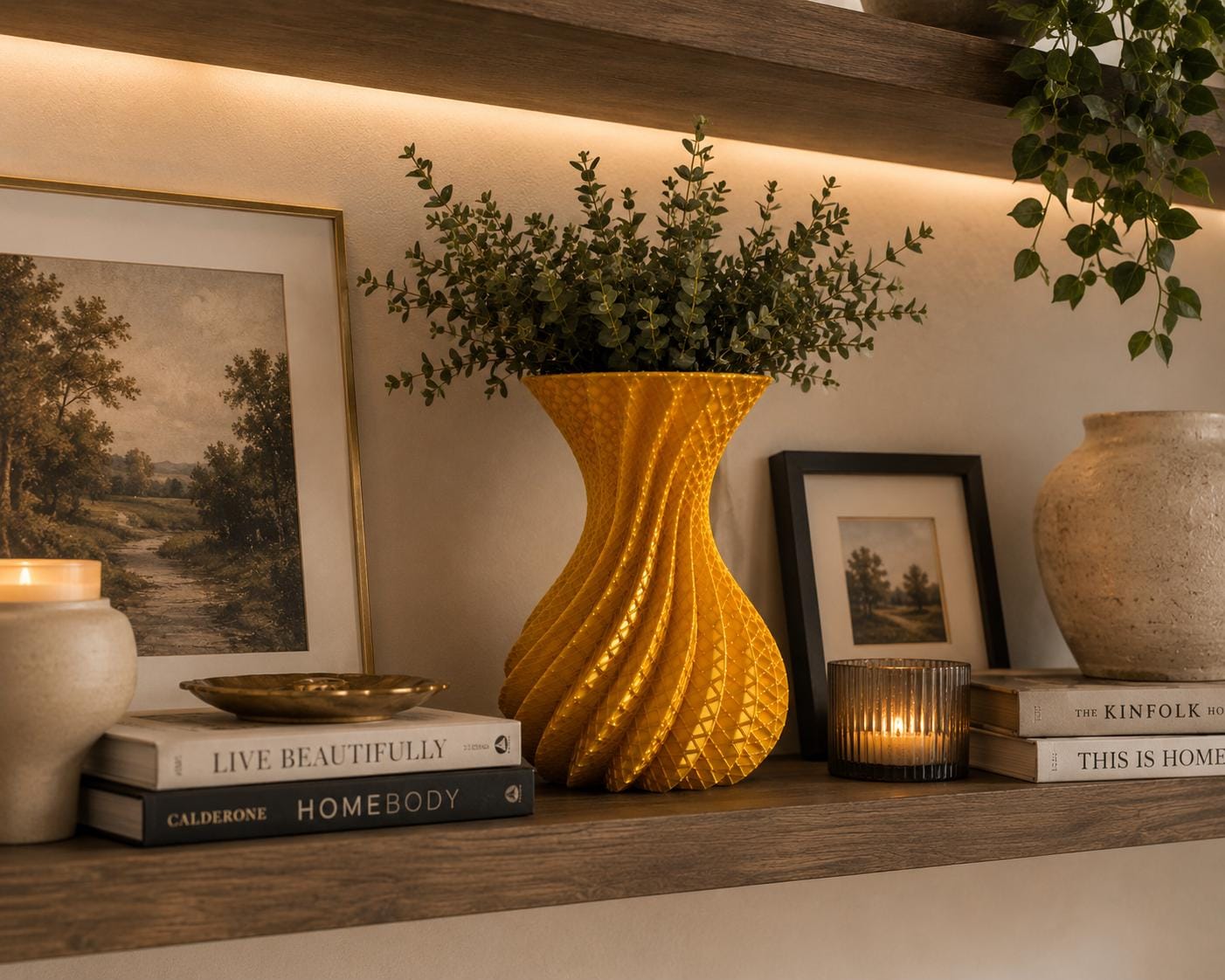 Gold Spiral Vase | Geometric Vase | Modern Home Decor | 3D Printed Centerpiece