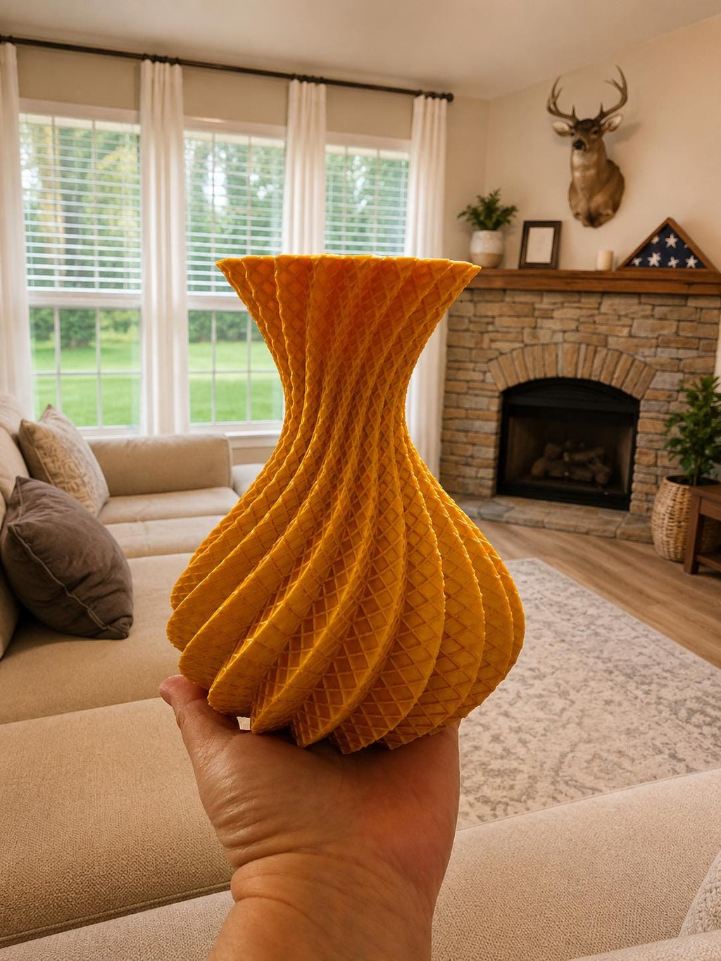Gold Spiral Vase | Geometric Vase | Modern Home Decor | 3D Printed Centerpiece