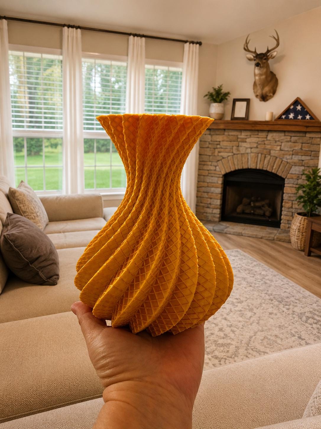 Gold Spiral Vase | Geometric Vase | Modern Home Decor | 3D Printed Centerpiece