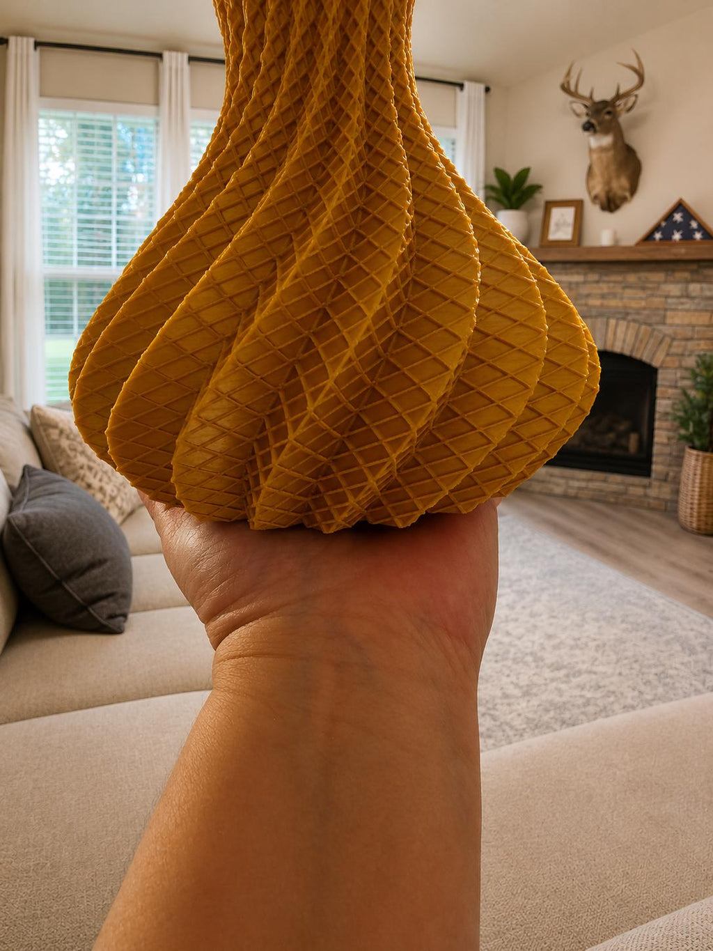 Gold Spiral Vase | Geometric Vase | Modern Home Decor | 3D Printed Centerpiece