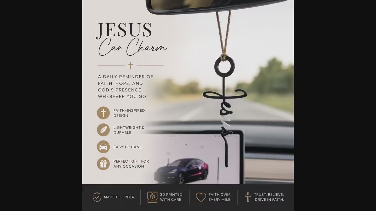 Jesus Car Charm | Christian Rearview Mirror Hanger | Faith Car Accessory