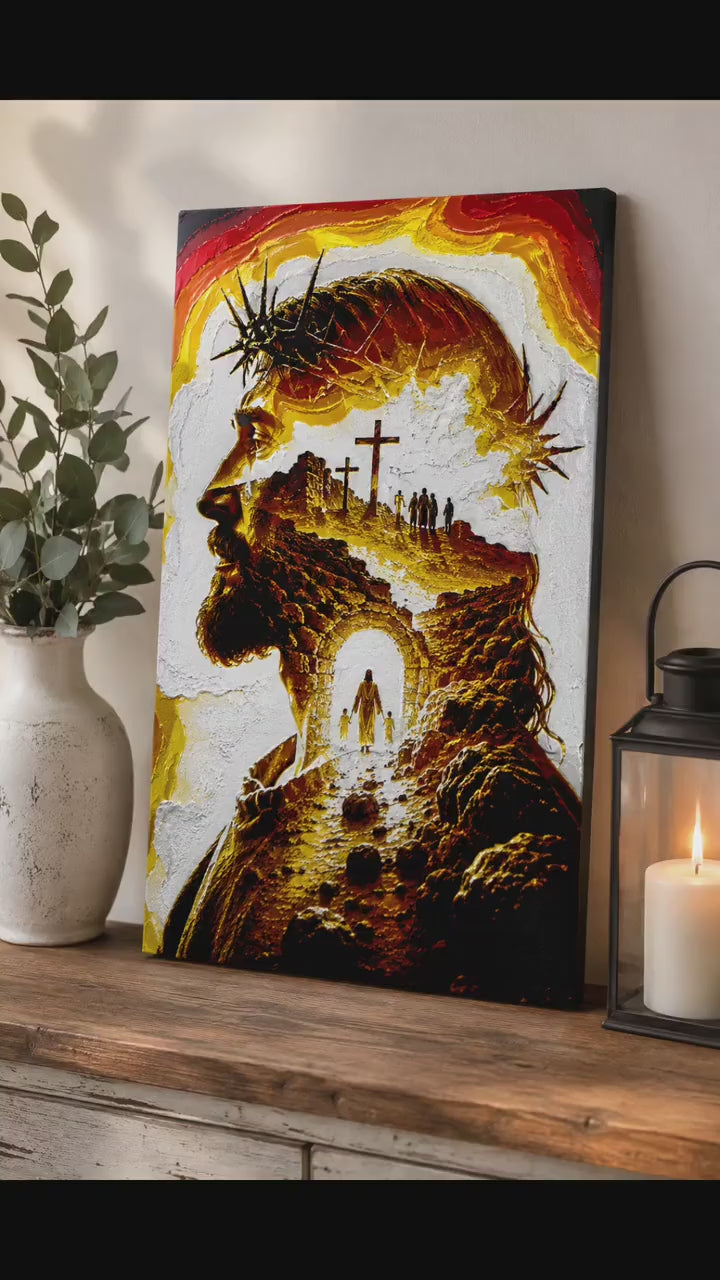 Jesus Wall Art | Textured Christian Decor | Raised Religious Artwork | Faith Inspired Home Display
