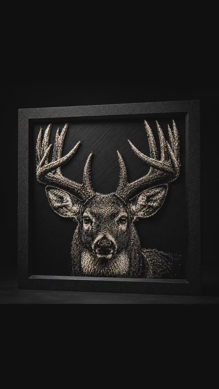 Majestic Buck Deer Wall Art | HueForge 3D Textured Print, Framed Rustic Cabin Decor (8x8)