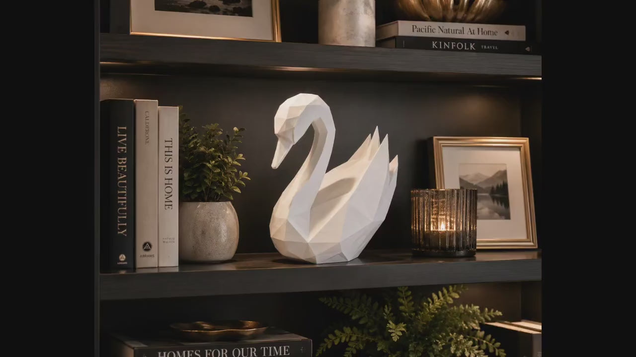 Geometric Swan Decor | Minimalist 3D Printed Modern Home Accent Statue