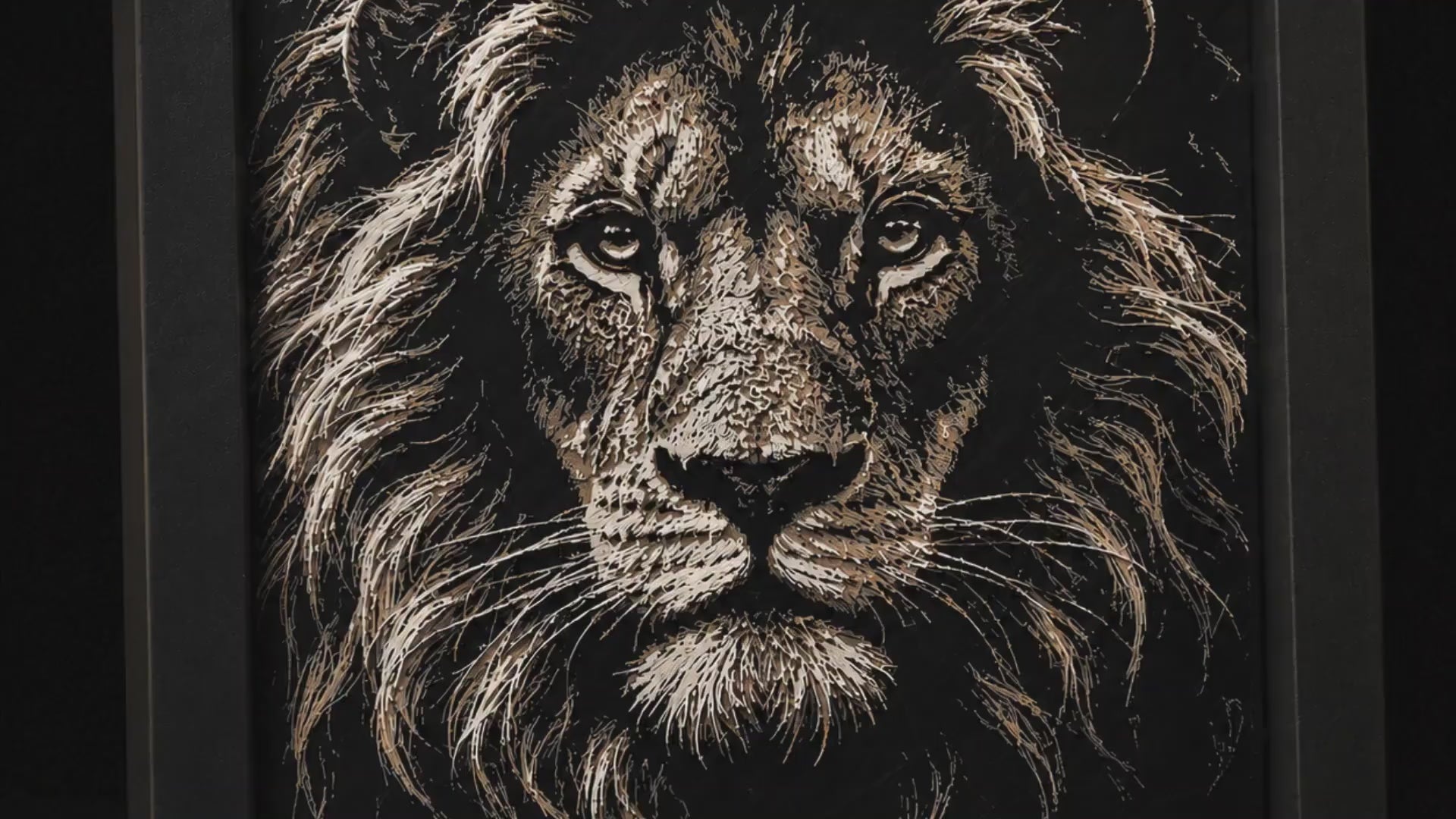 3D HueForge Lion Print | Majestic Wildlife Wall Art, Framed Black & White Portrait