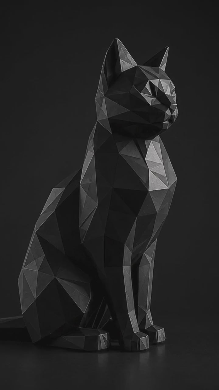 Geometric Black Cat Sculpture | Modern Minimalist Home Decor Statue