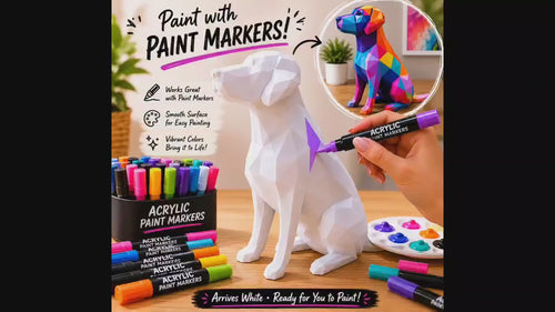 Custom Paintable Geometric Dog Sculpture | DIY Acrylic Paint Project | Low Poly Dog Decor