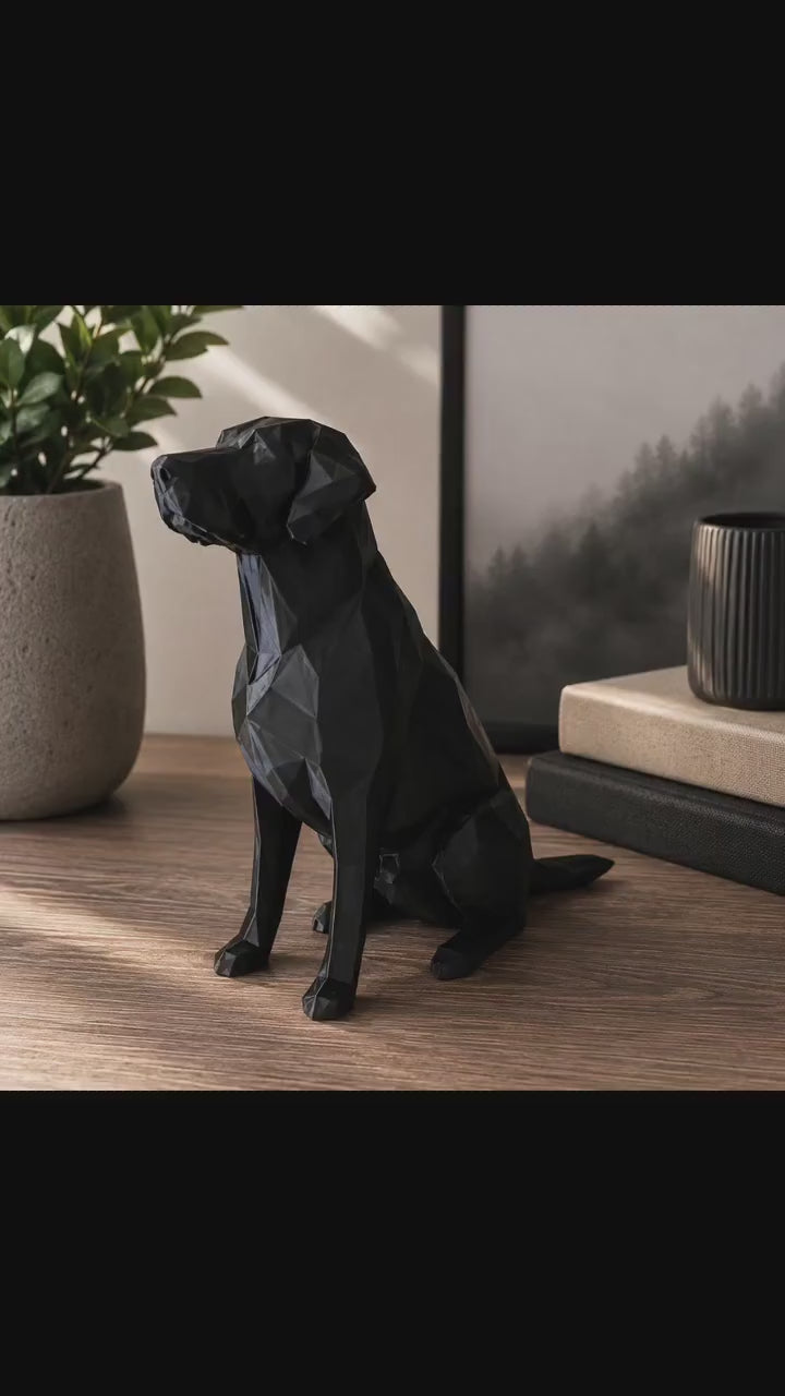 Geometric Dog Statue | Low Poly Labrador Decor | 3D Printed