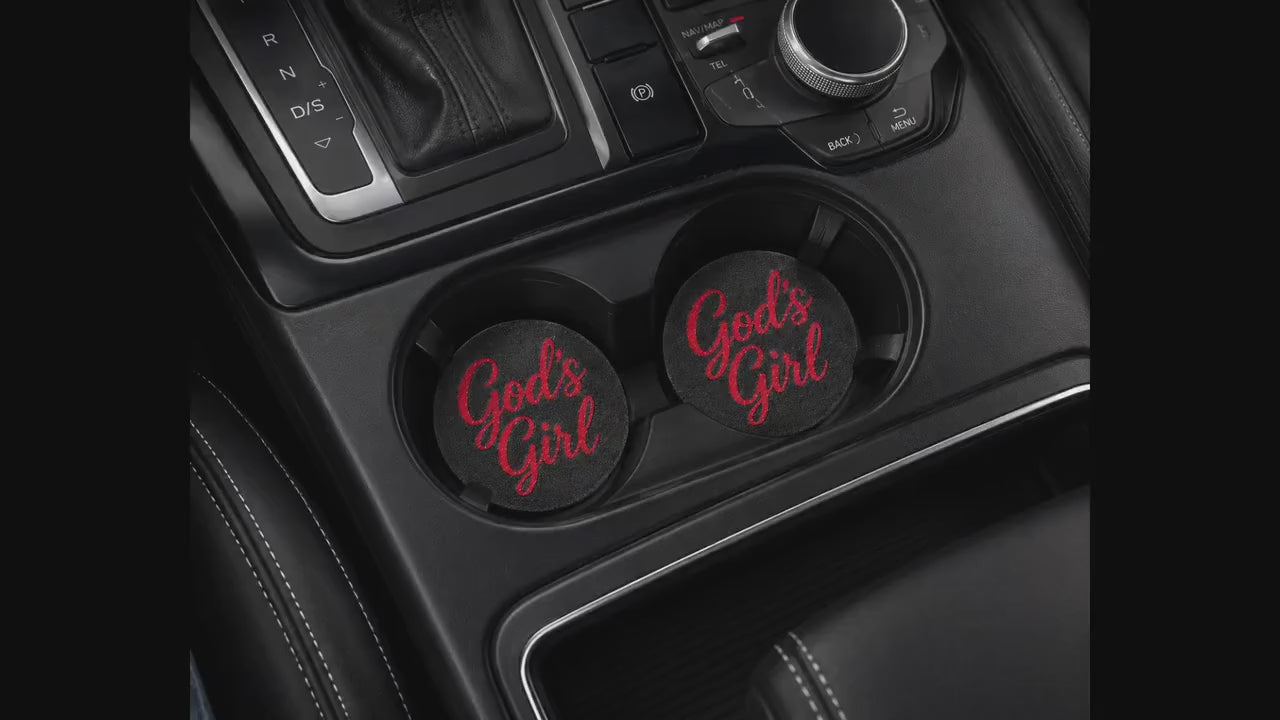 God's Girl Car Coasters | Set of 2 | Christian Car Accessories | Custom Colors