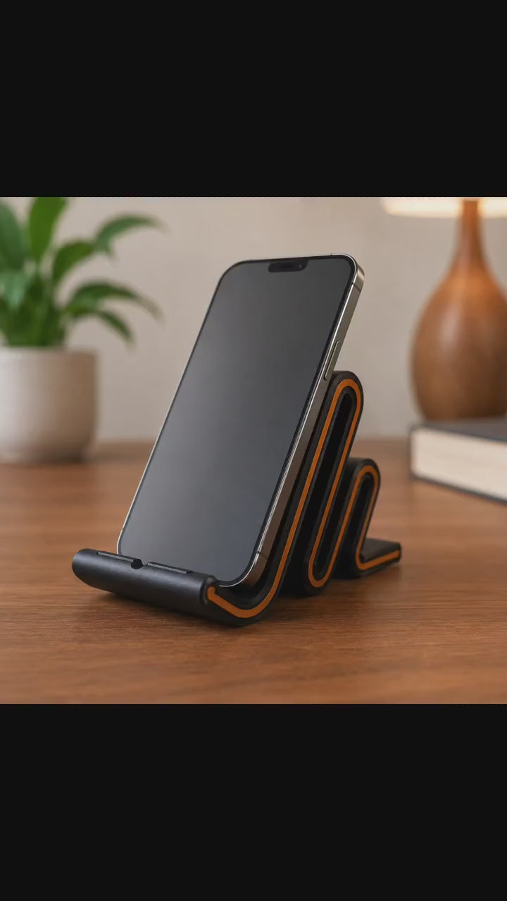 Modern Wave Phone Stand | Minimalist Desk Phone Holder | 3D Printed Dock