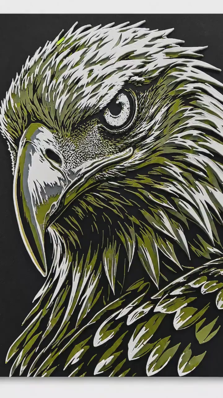 3D Printed Bald Eagle Wall Art | Raised Detail Wildlife Decor (7x9.5")