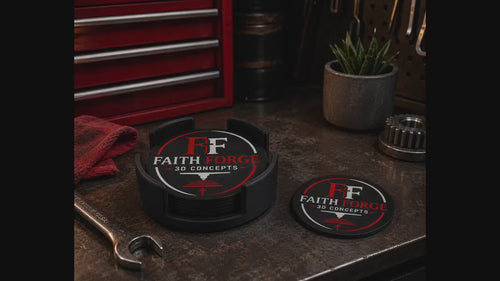 Custom Logo Coaster Set with Holder | Personalized Business Coasters