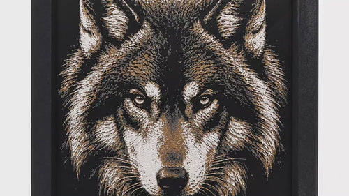 3D Hueforge Wolf Portrait | Framed Wildlife Wall Art, Rustic Cabin Decor (8x8)