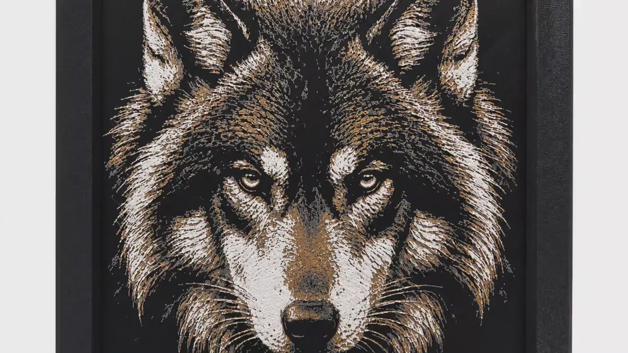 3D Hueforge Wolf Portrait | Framed Wildlife Wall Art, Rustic Cabin Decor (8x8)